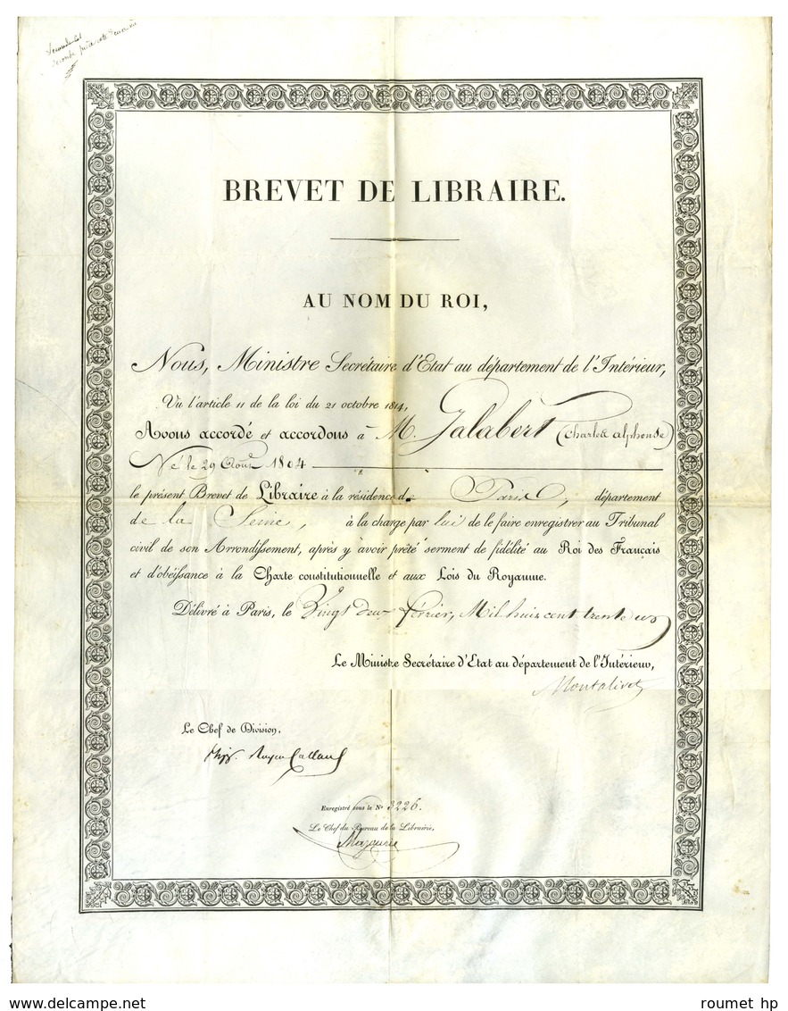 BREVET DE LIBRAIRE. - Other & Unclassified