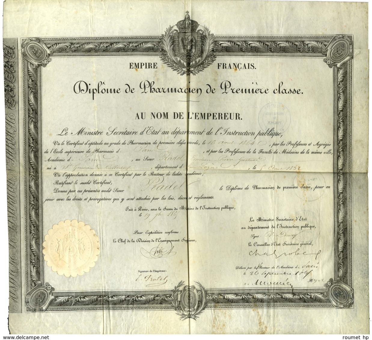 DIPLÔME DE PHARMACIEN. - Other & Unclassified