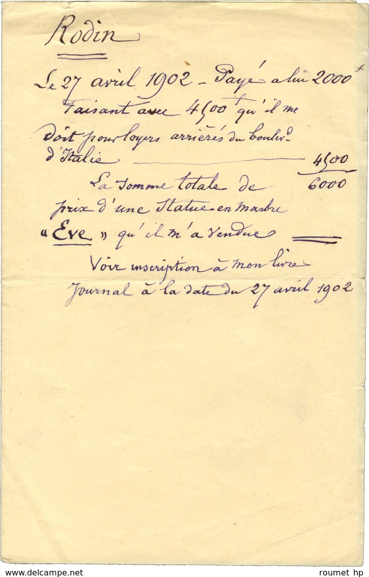 RODIN Auguste (1840-1917), Sculpteur. - Other & Unclassified