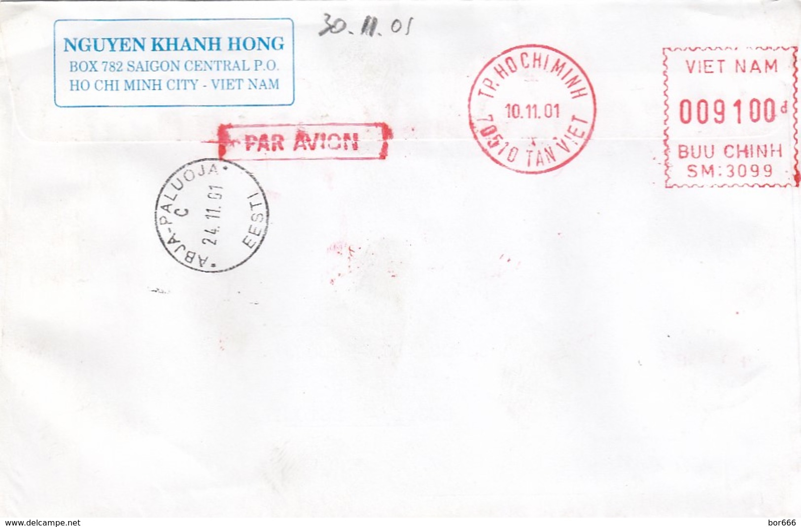 GOOD VIETNAM Postal Cover To ESTONIA 2001 - Good Stamped: Flowers / Orchids - Viêt-Nam