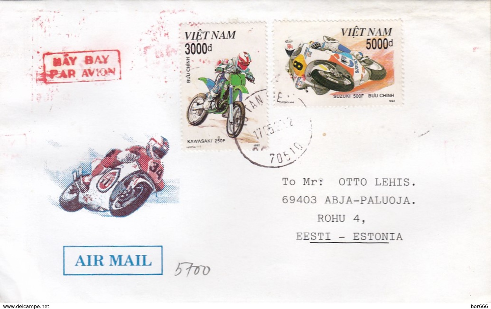 GOOD VIETNAM Postal Cover To ESTONIA 2002 - Good Stamped: Motorcycles - Viêt-Nam