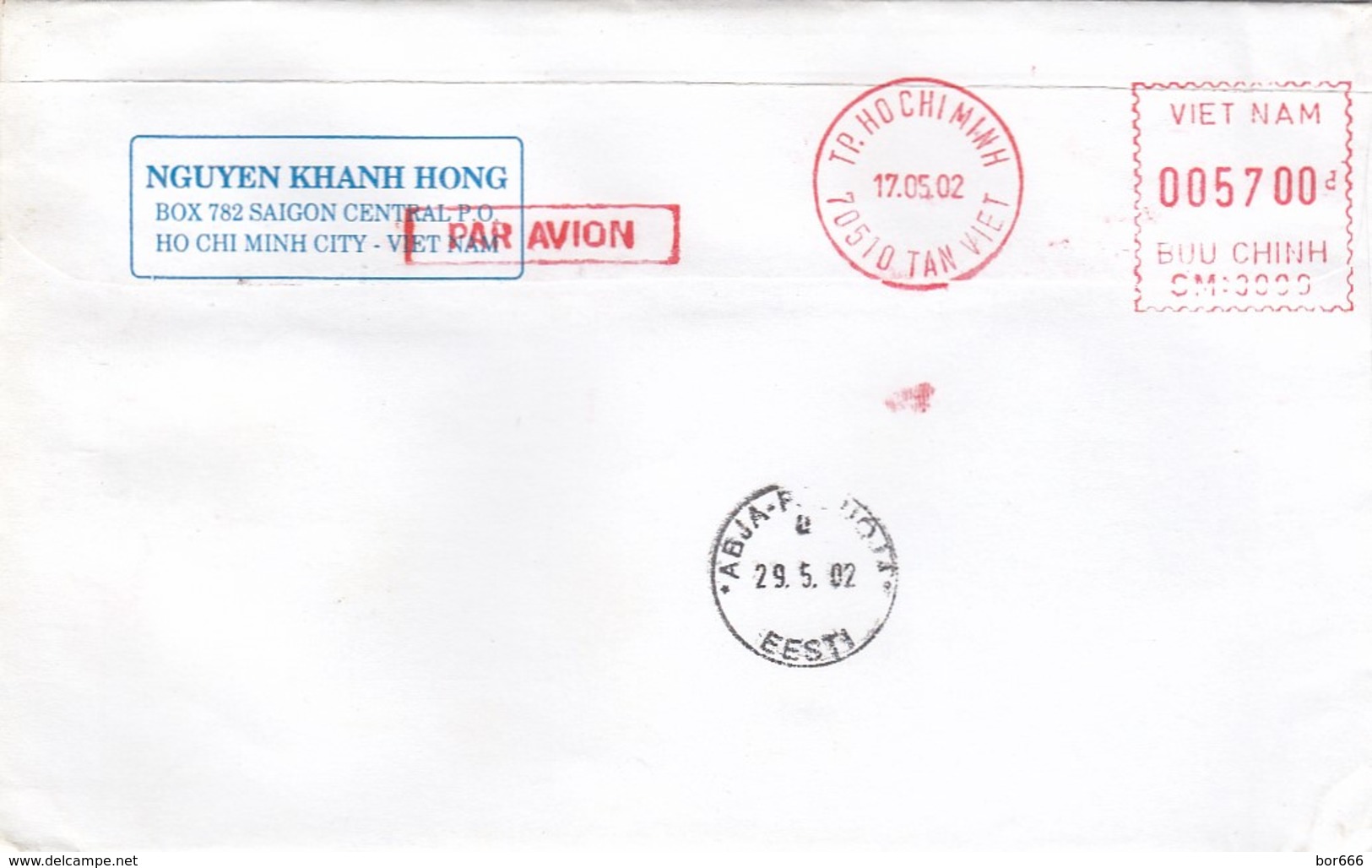 GOOD VIETNAM Postal Cover To ESTONIA 2002 - Good Stamped: Motorcycles - Viêt-Nam