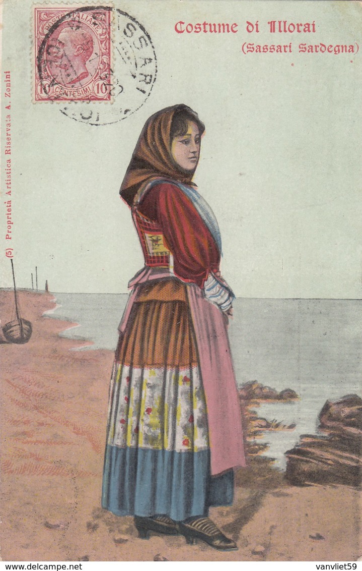 ILLORAI-SASSARI-COSTUME TRADIZIONALE-CARTOLINA ANNO 1900-1904-OBLITERATA 9-1-1923 - Sassari