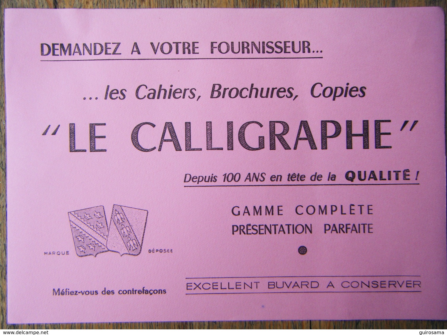 Buvard Le Calligraphe - Rose - Papeterie