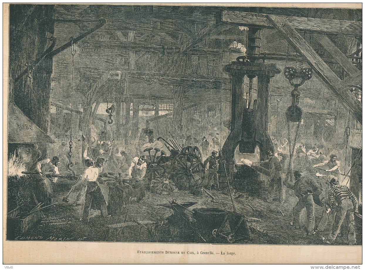 1861 : Etablissements Derosne Et Cail à Grenelle, Usine, Forge, Acierie, Fabrique De Locomotives, Page Originale - Non Classés