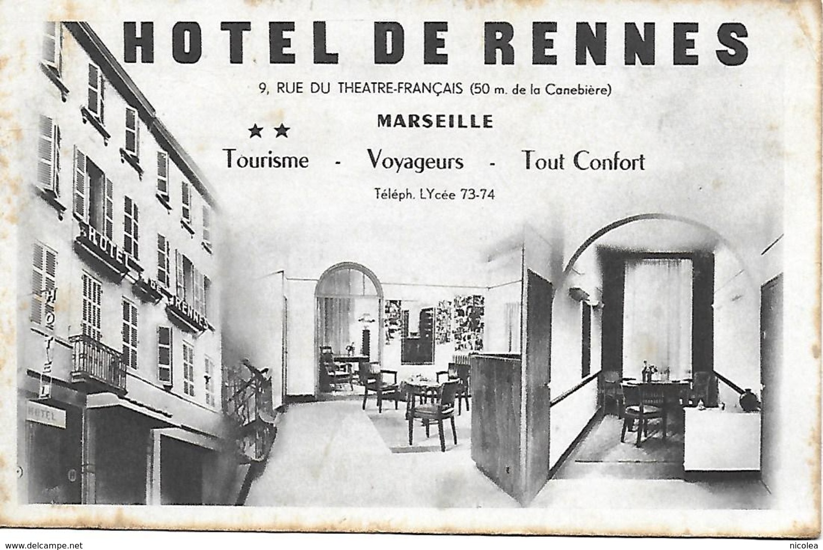 MARSEILLE 9 RUE DU THEATRE FRANCAIS HOTEL DE RENNES CARTE INEDITE - Canebière, Centre Ville