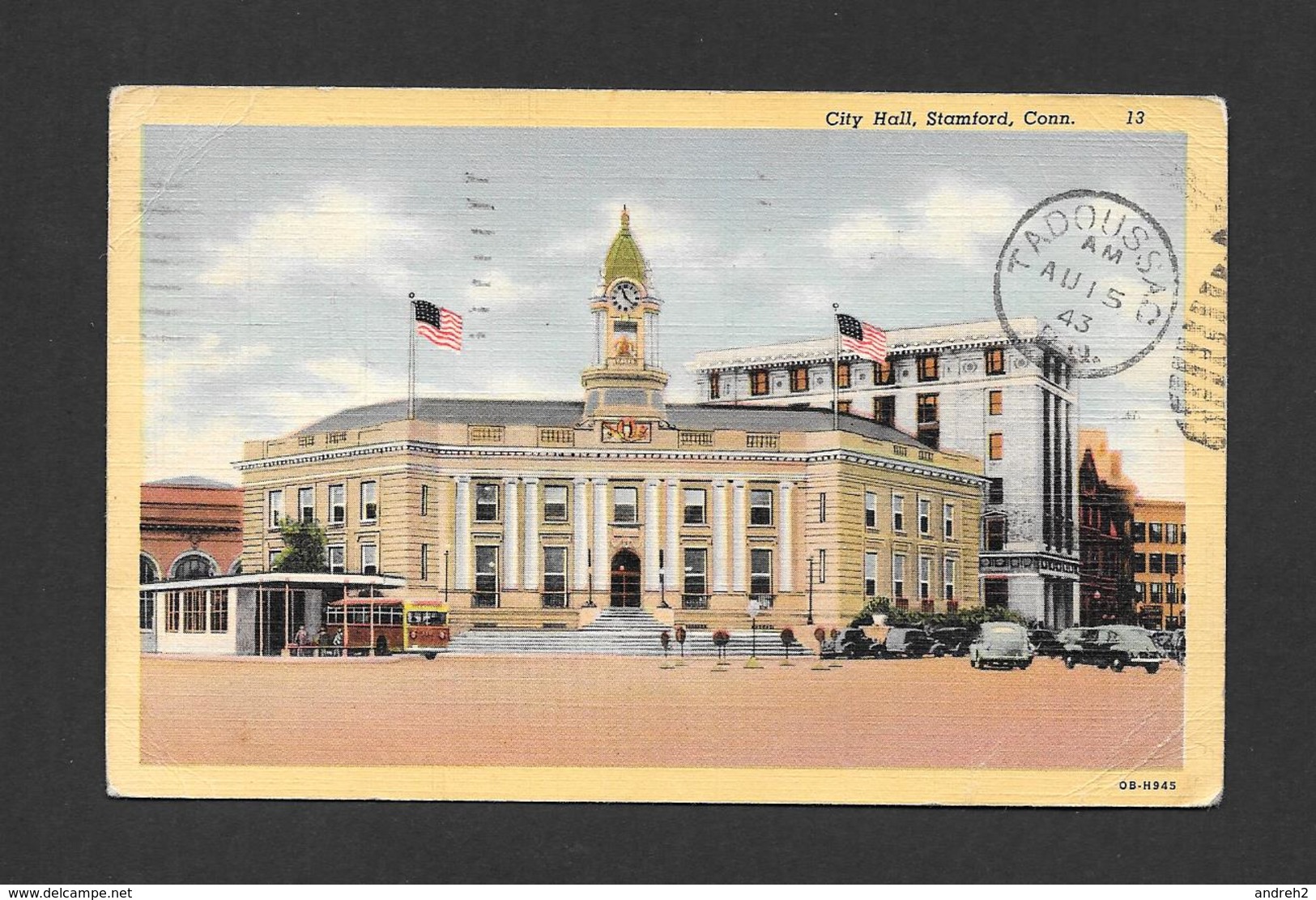 STAMFORD - CONNECTICUT - CITY HALL - NICE STAMP AND POSTMARK 1943 - Stamford