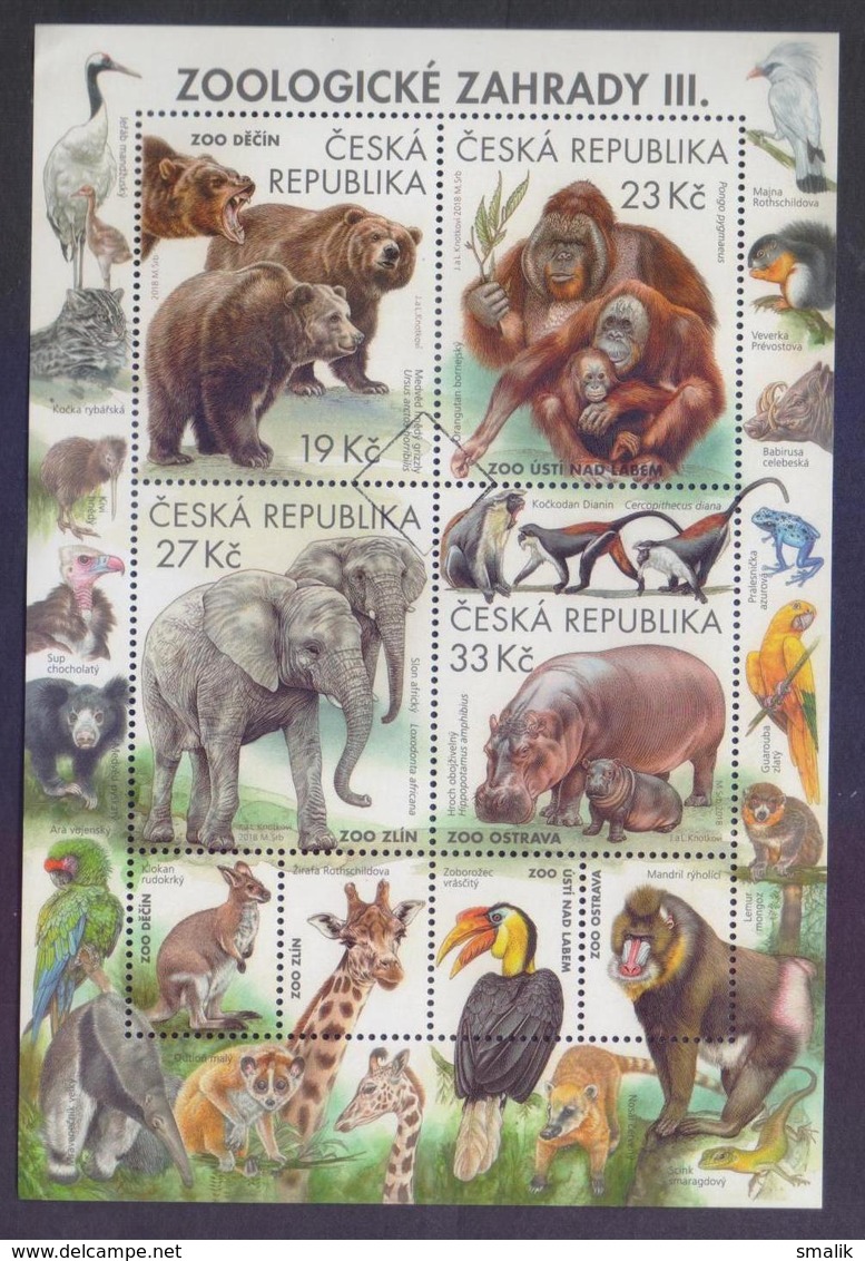 CZECH REPUBLIC 2018 - Nature Protection, Zoological Gardens III, Elephant Monkey, Miniature Sheet MNH (Specimen) - Blocks & Sheetlets