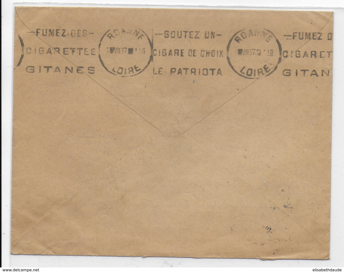 TCHECOSLOVAQUIE - 1937 - ENVELOPPE De TEPLITZ => ROANNE - Cartas & Documentos
