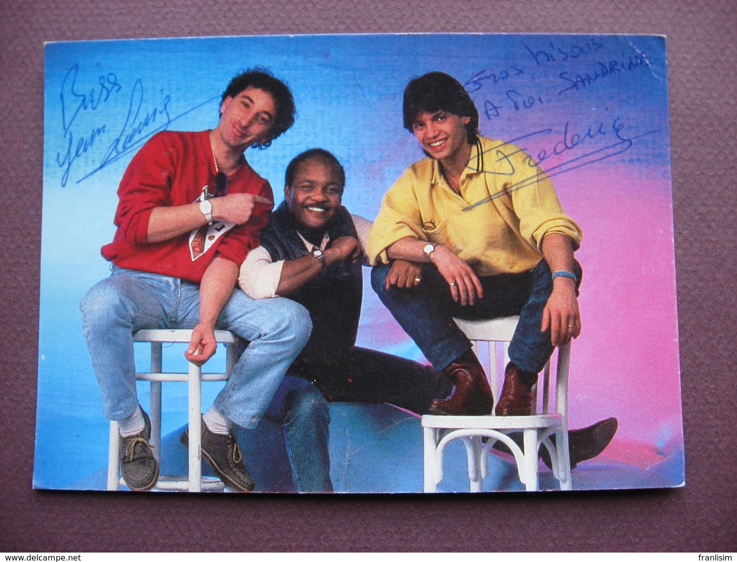 CPA CPSM GROUPE IMAGES Musiciens Chanteurs 1986 1990 CARTE Fan Club DEDICACEE DEDICACE AUTOGRAPHES Jean Louis & Frédéric - Zangers En Musicus