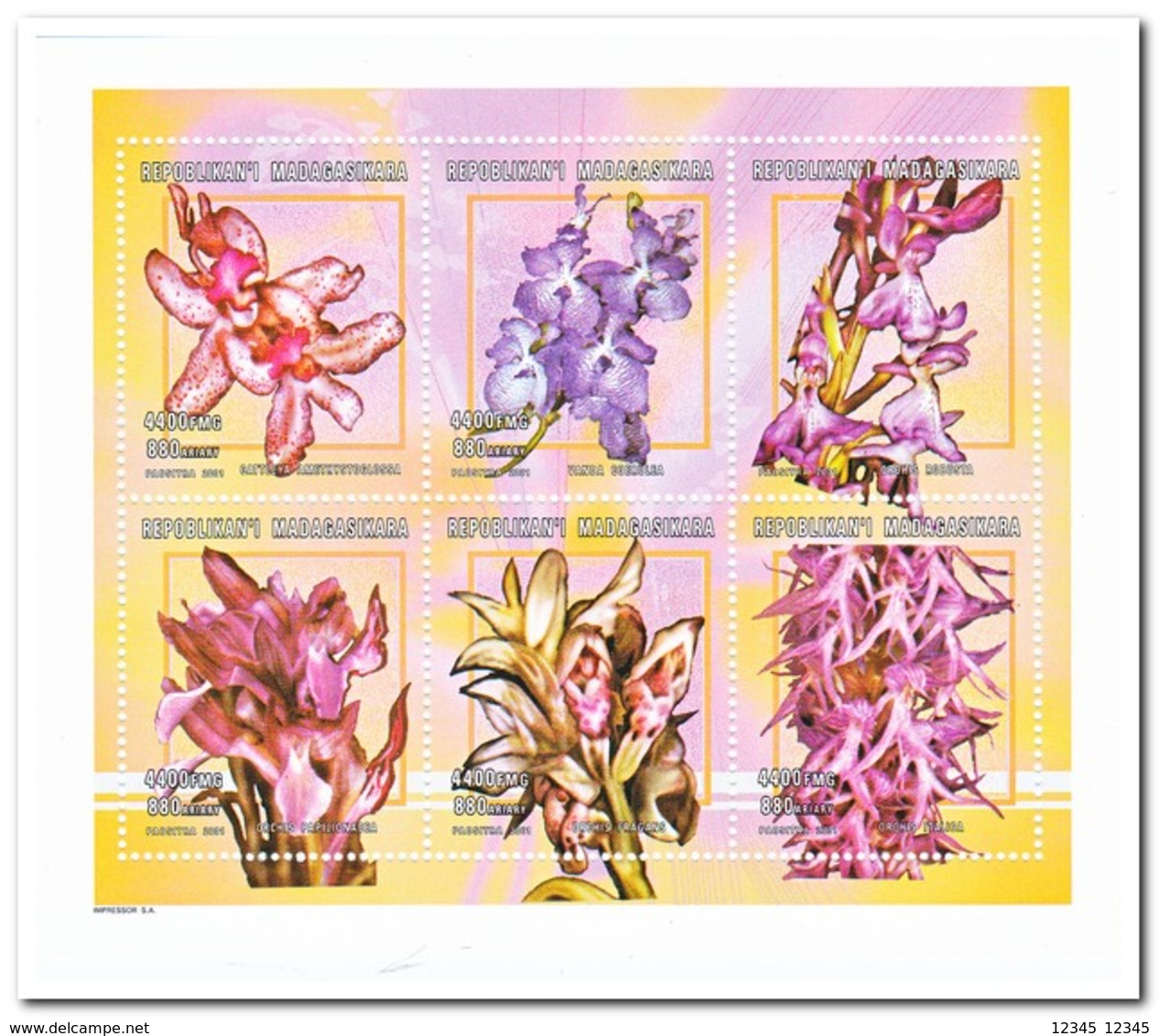 Madagaskar 2001, Postfris MNH, Flowers, Orchids - Madagaskar (1960-...)