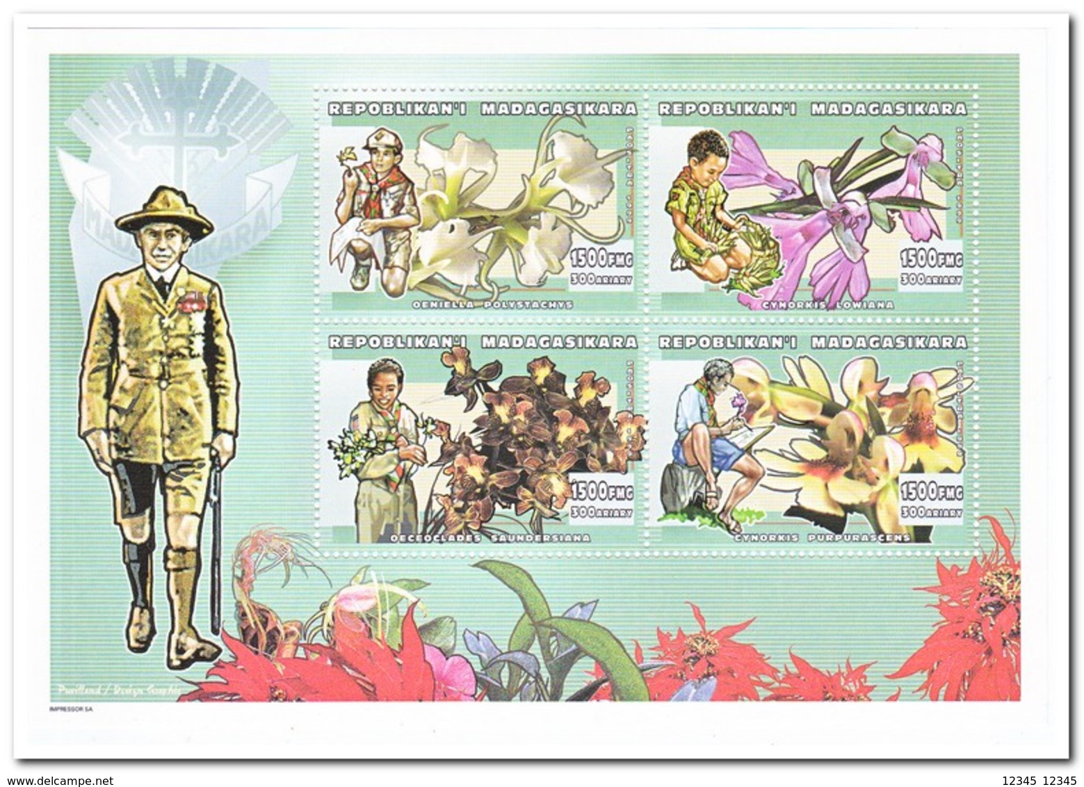 Madagaskar 1999, Postfris MNH, Scouting, Flowers, Orchids - Madagaskar (1960-...)