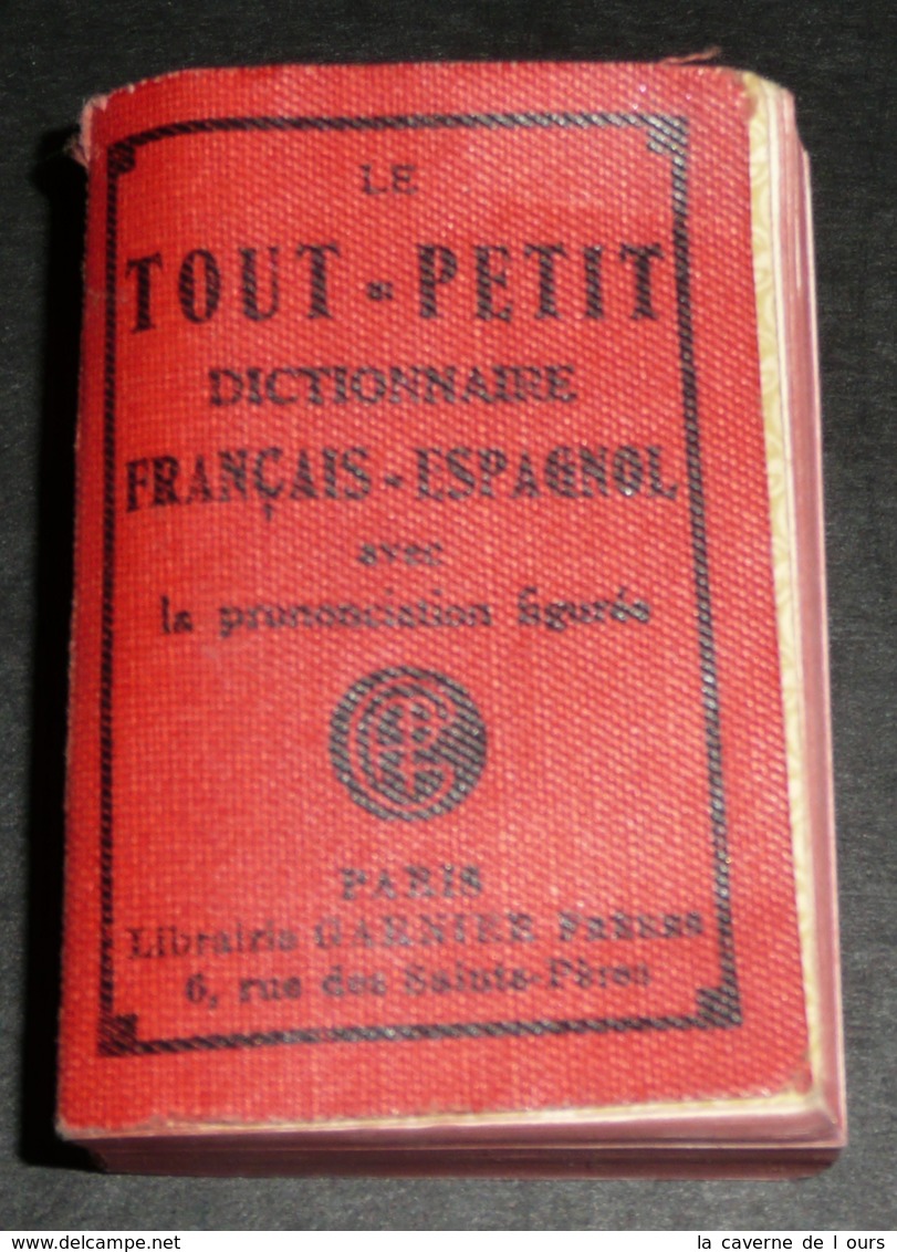 Rare Ancien Livre Miniature, Le Tout-Petit Dictionnaire GARNIER 1960's Français-Espagnol - Dizionari