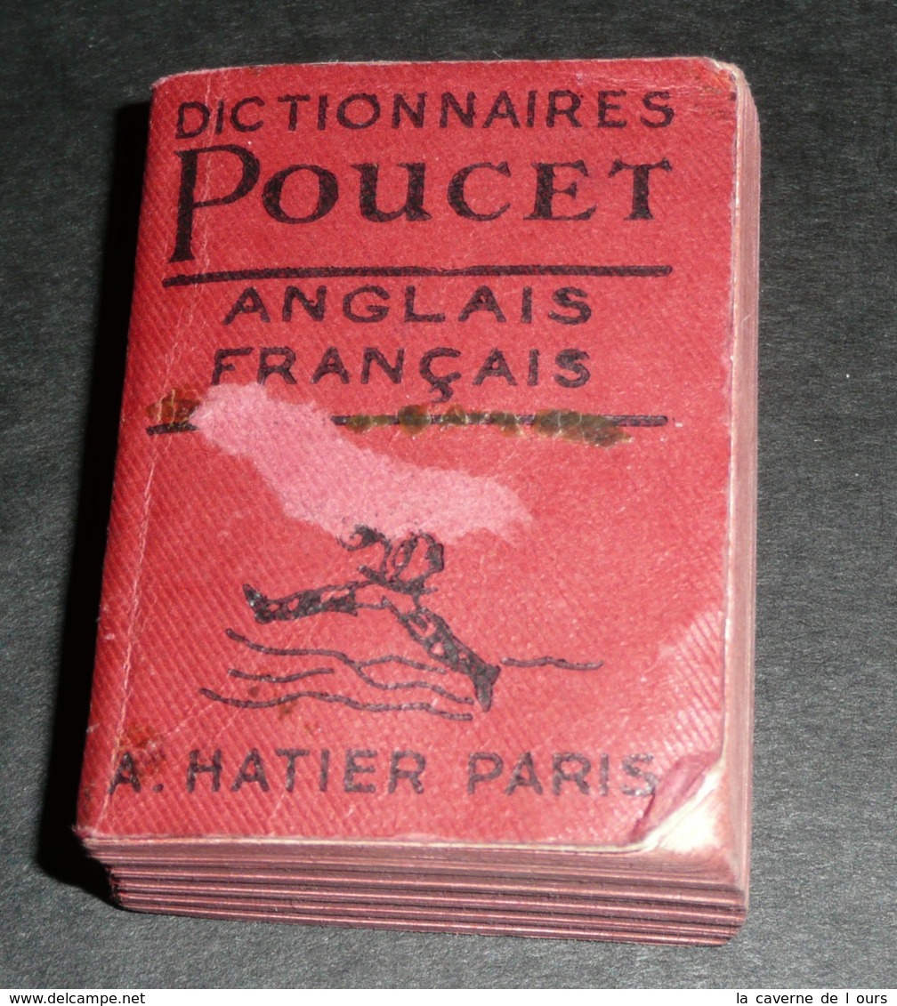 Rare Ancien Livre Miniature, Dictionnaire, Dictionnaires HATIER 1960's Anglais-Français, Poucet - Dizionari