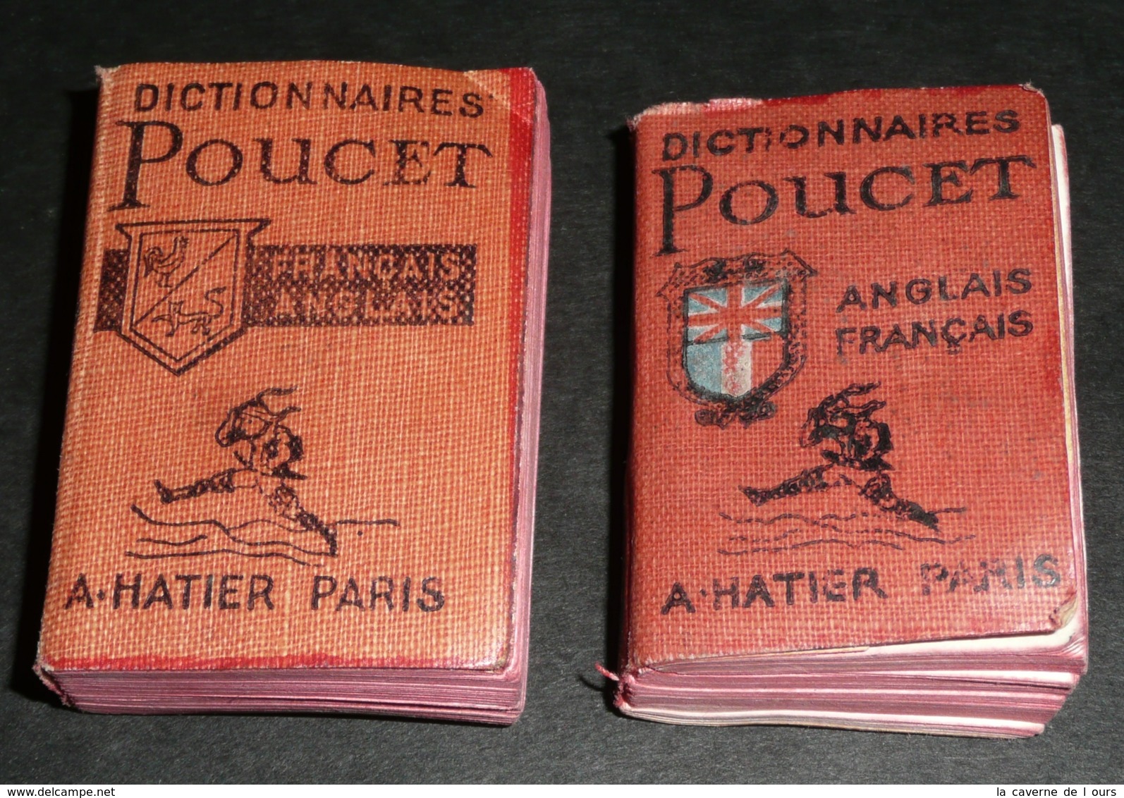 Rare Lot 2 Anciens Livres Miniatures, Dictionnaire, Dictionnaires HATIER 1960's Français-Anglais/Anglais-Français Poucet - Diccionarios