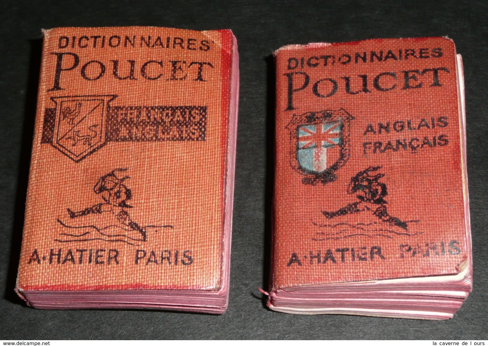 Rare Lot 2 Anciens Livres Miniatures, Dictionnaire, Dictionnaires HATIER 1960's Français-Anglais/Anglais-Français Poucet - Dictionnaires