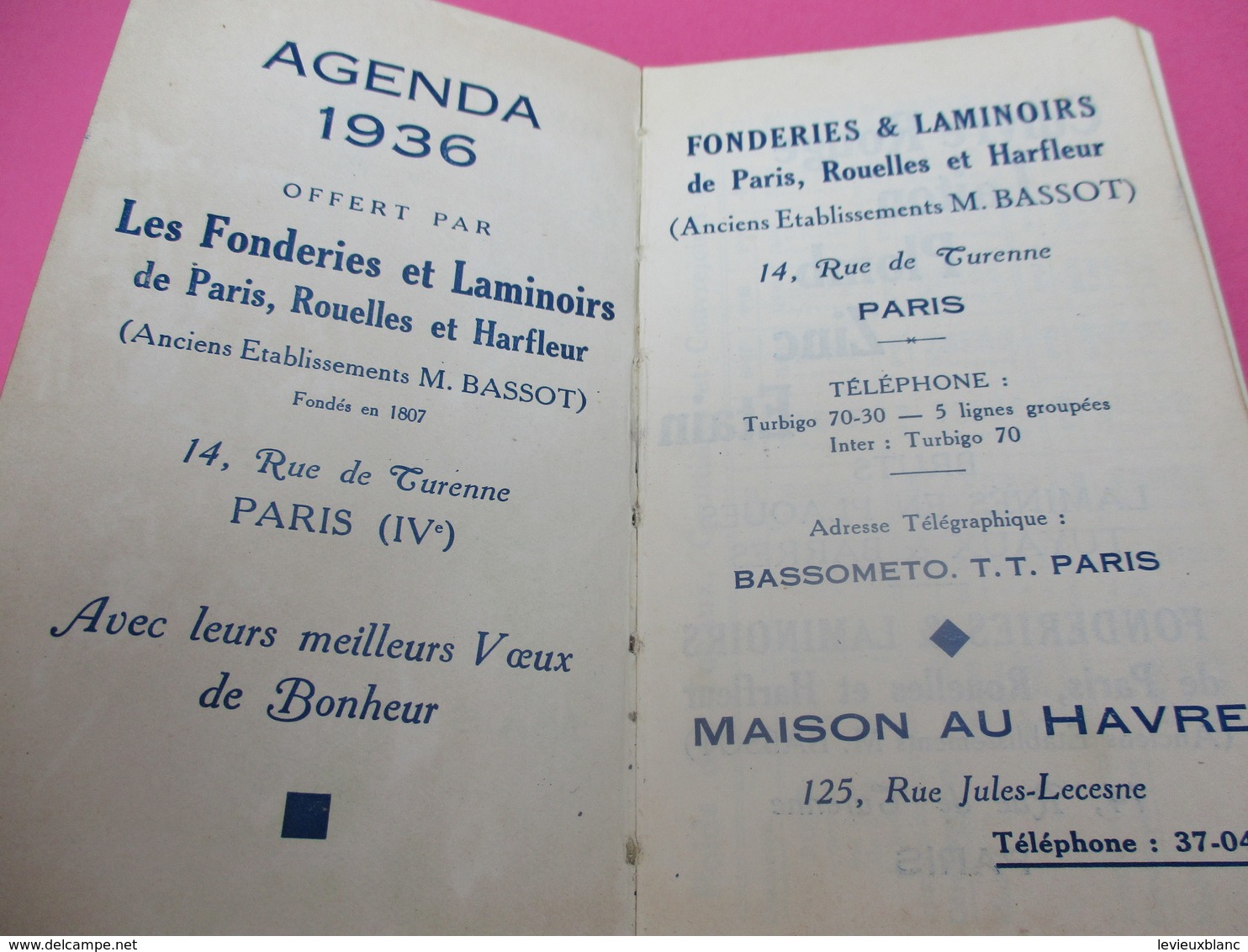 Metallurgie/Fonderies & Laminoirs De PARIS, ROUELLES Et HARFLEUR/Paris/Maison Au HAVRE/1936             CAL408 - Petit Format : 1921-40