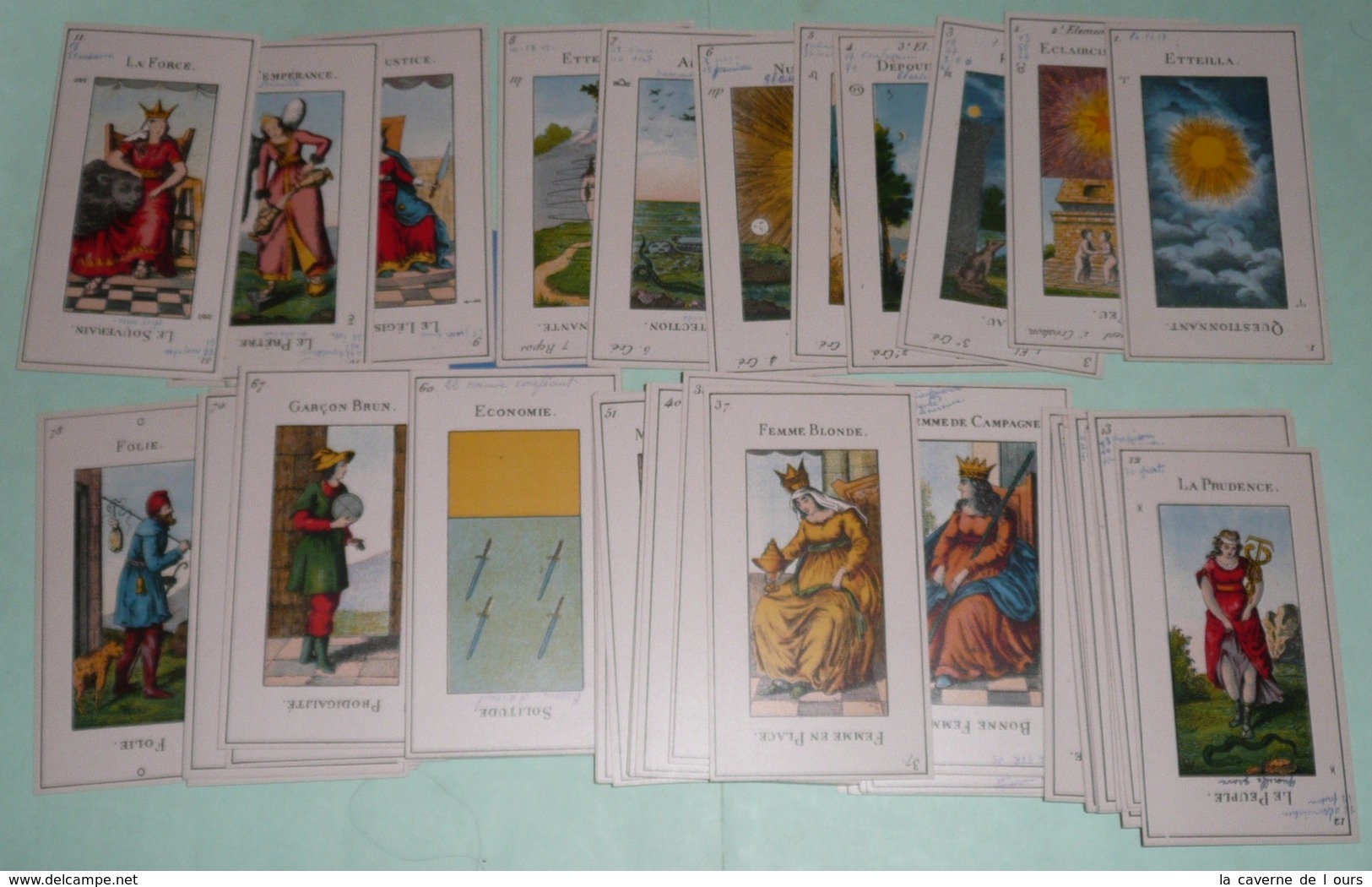 Rare Ancien Jeu De Cartes, Cartomancie, Tarot Divinatoire, GRAND ETTEILLA/Tarots Egyptien, Cartes épaisses - Other & Unclassified