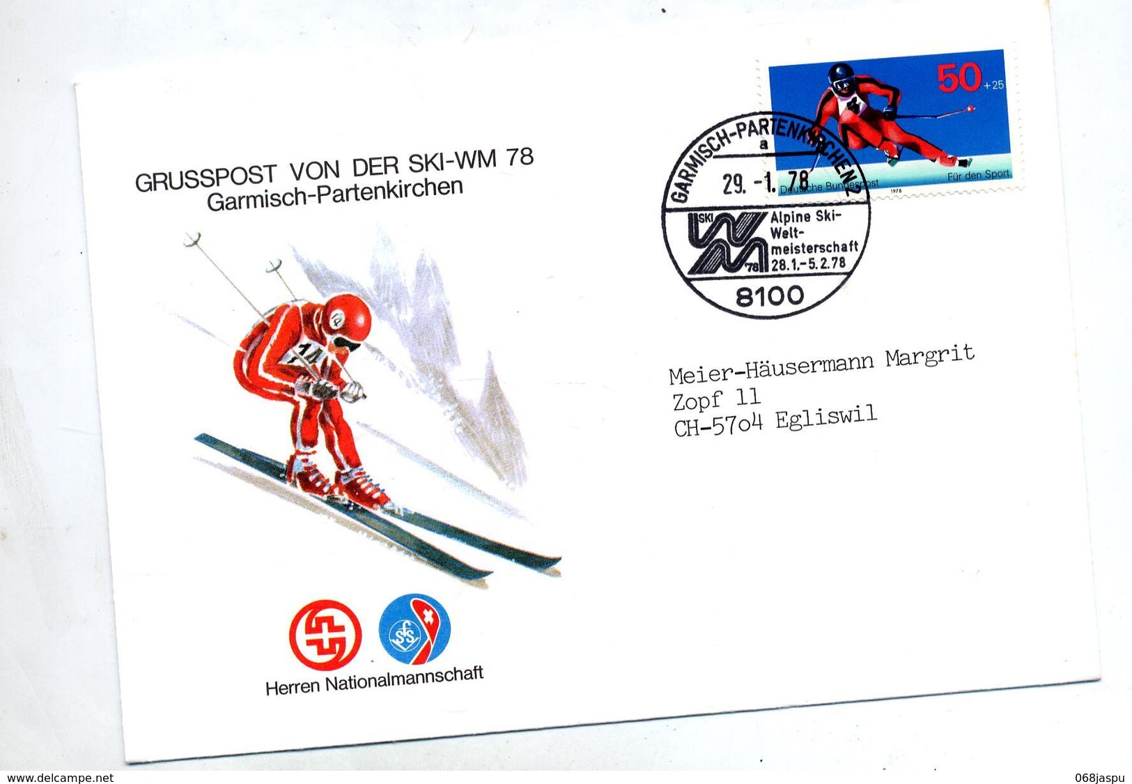 Lettre Fdc 1978 Garmisch Championnat Monde Ski - Sonstige & Ohne Zuordnung
