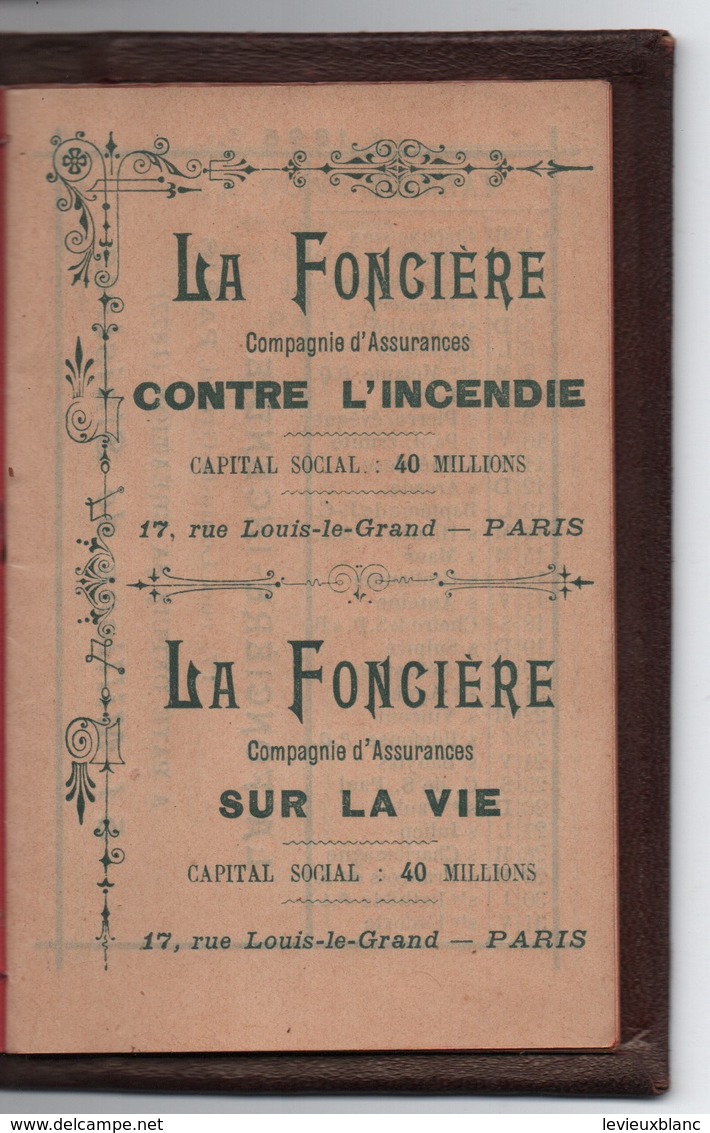 Assurances/ Petit Calendrier Ancien/La Fonciére/ Contre L'Incendie/ Sur La Vie/ 1896          CAL409 - Formato Piccolo : ...-1900