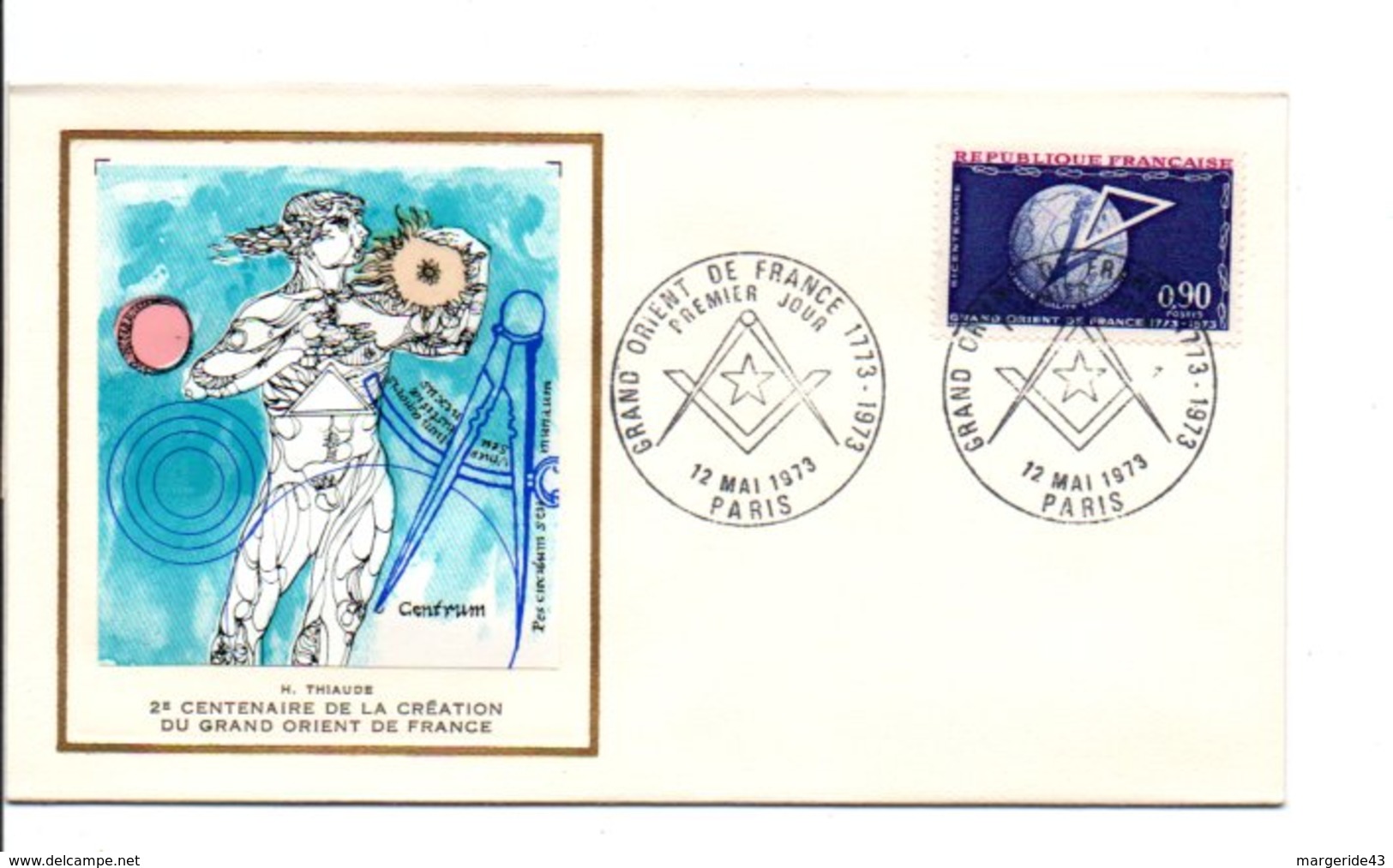 1973 FDC FRANC MACONNERIE GRAND ORIENT DE FRANCE - 1970-1979