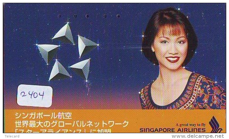 Télécarte  JAPON * SINGAPORE AIRLINES (2404) FEMME STEWARDESS * AVIATION * AIRLINE Phonecard JAPAN  AIRPLANE * FLUGZEUG - Avions