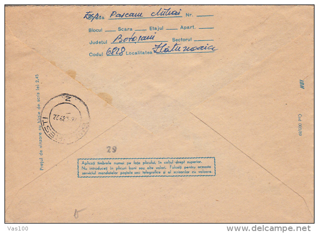 ERRORS, SHIFTED IMAGE THROUGH BACK, CALACEA BAI, REGISTERED COVER STATIONERY, ENTIER POSTAL, 1989, ROMANIA - Errors, Freaks & Oddities (EFO)