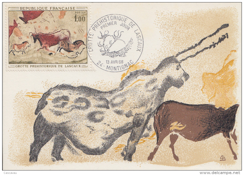 Carte  Maximum  1er  Jour    GROTTE  DE  LASCAUX    MONTIGNAC   1968 - 1960-1969