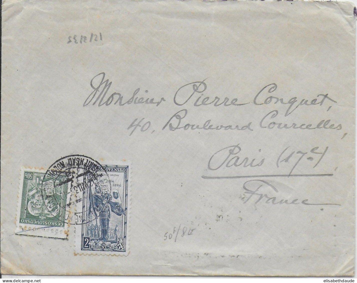 TCHECOSLOVAQUIE - 1935 - ENVELOPPE De MARIENBAD => PARIS - Lettres & Documents