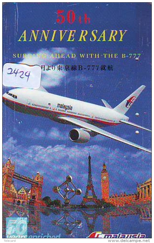 Télécarte  JAPON * MALAYSIAN  AIRLINES  (2424)  AVIATION * AIRLINE Phonecard JAPAN  AIRPLANE * FLUGZEUG - Avions