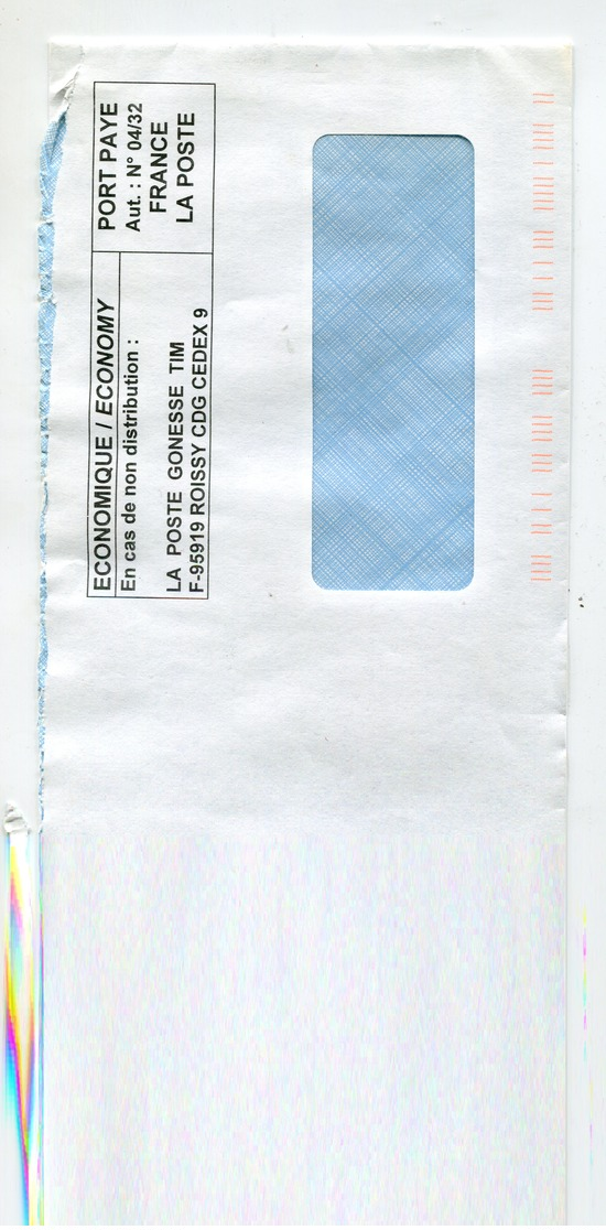 FRANCE 1 Enveloppe PAP Prêt à Poster PORT PAYE FRANCE ECONOMIQUE - GONESSE TIM ROISSY CDG - EMA (Print Machine)