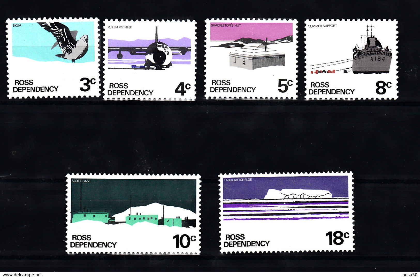 Ross Depenency 1972 Mi Nr 9 - 14, Airplane. Ship - Unused Stamps