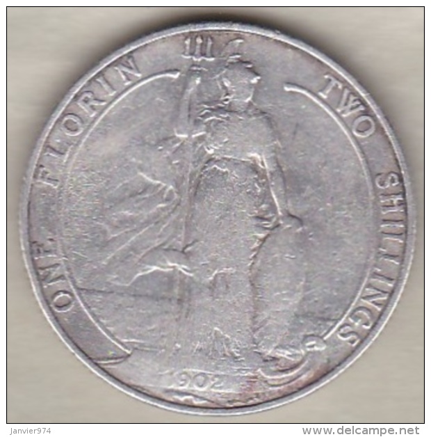 Grande Bretagne. 1 Florin 2 Shilling 1902 . Edward VII ,en Argent - J. 1 Florin / 2 Schillings