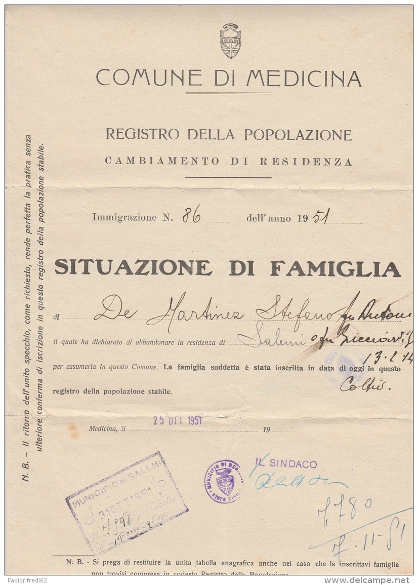 LETTERA 1951 CON 0,50+1 (NON COMUNI SU BUSTA) +10 ITALIA AL LAVORO-TIMBRO MEDICINA  (Z627 - 1946-60: Storia Postale