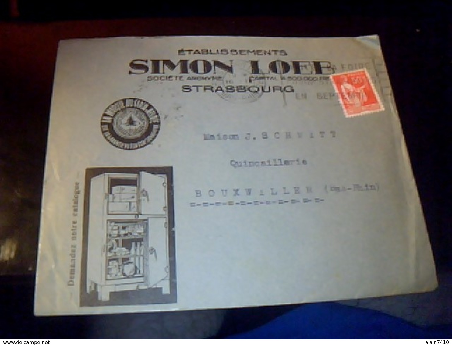 Publicité Flamme  Enveloppe A Entete Simon Loeb Electro Menager  A Strasboug  Annee 1936 Flame  Foire Europ Strasbourg.. - Brieven En Documenten