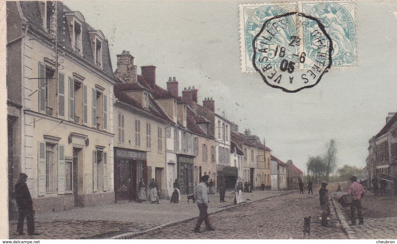 78. LE PERRAY EN YVELINES.  CPA COLORISEE. ANIMATION GRANDE RUE. ANNEE 1905 - Le Perray En Yvelines