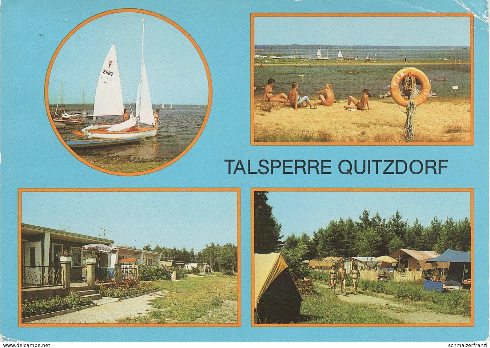 AK Talsperre Quitzdorf Kollm Nord Campingplatz R/23 Strand Segelboot A Mücka Neudorf Niesky Sproitz Diehsa Steinölsa DDR - Neudorf A. D. Spree