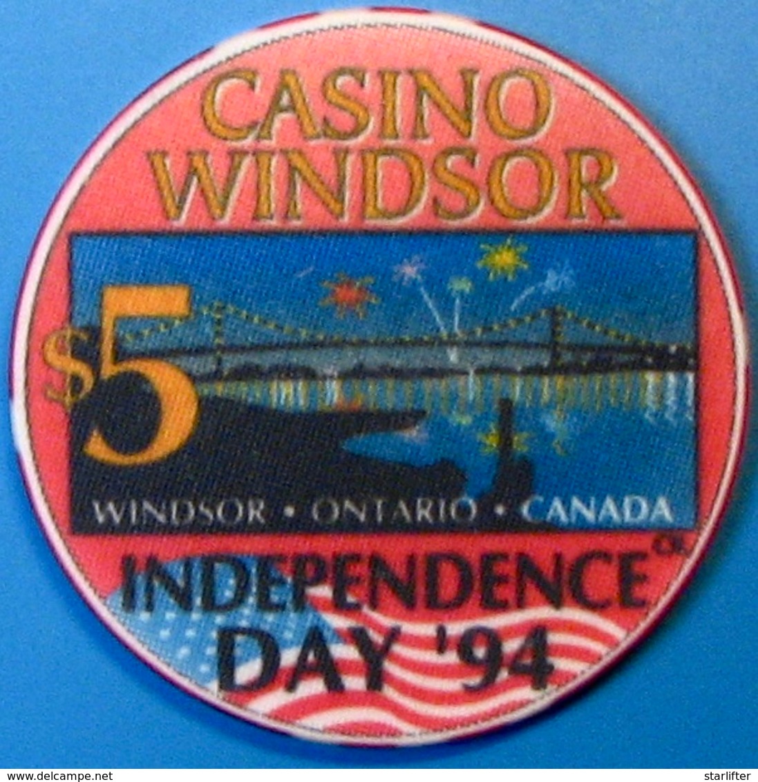 $5 Casino Chip. Casino Windsor, Ontario, Canada. Independence Day. M79. - Casino