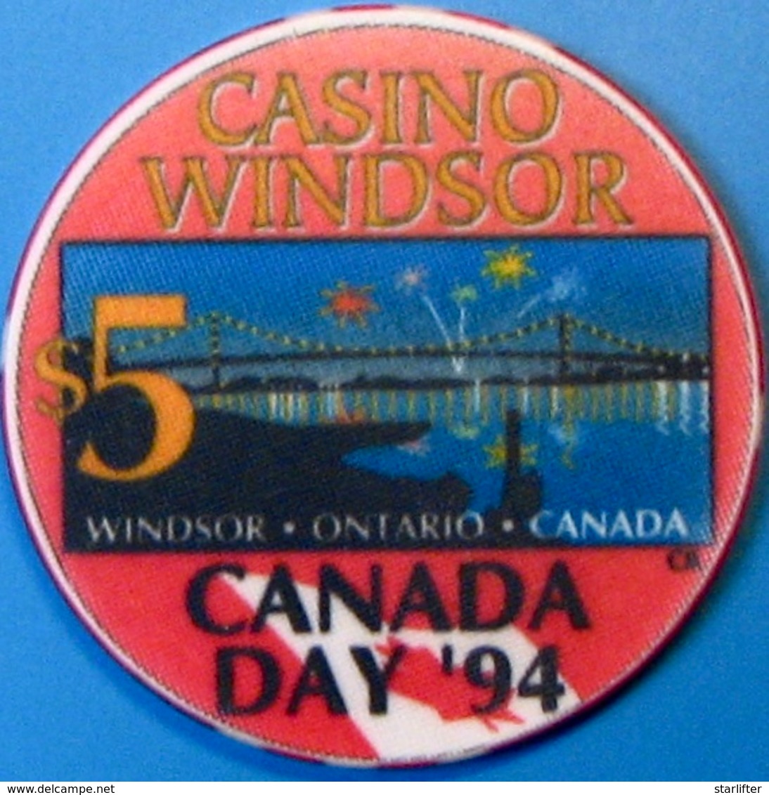 $5 Casino Chip. Casino Windsor, Ontario, Canada. Independence Day. M79. - Casino