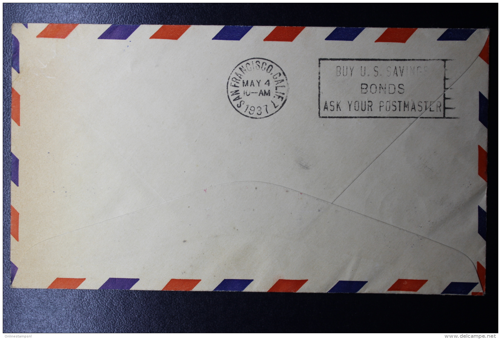 Hong Kong : First Flight Hong Kong -&gt; San Fransisco FAM 14 , 29 April 1937  3 Color Franking - Covers & Documents