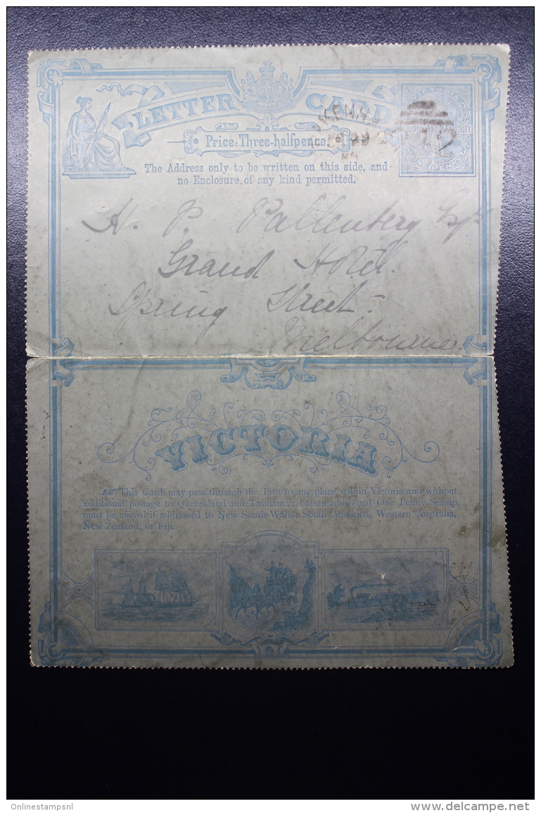 Victoria, Letter Card Used 1889 To Melbourne - Cartas & Documentos