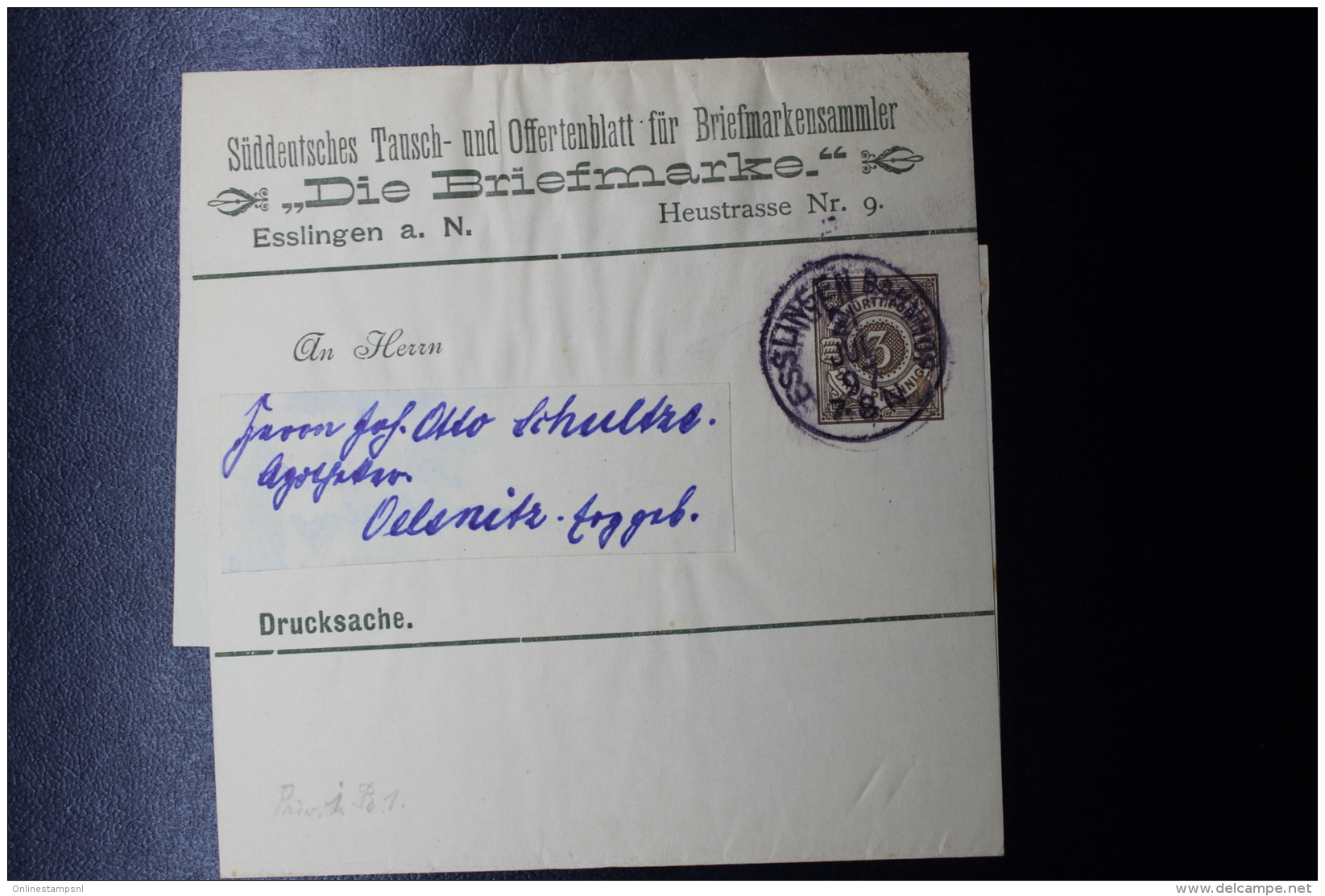 Württemberg  3 X Streifband, Privatdrücken - Postal  Stationery