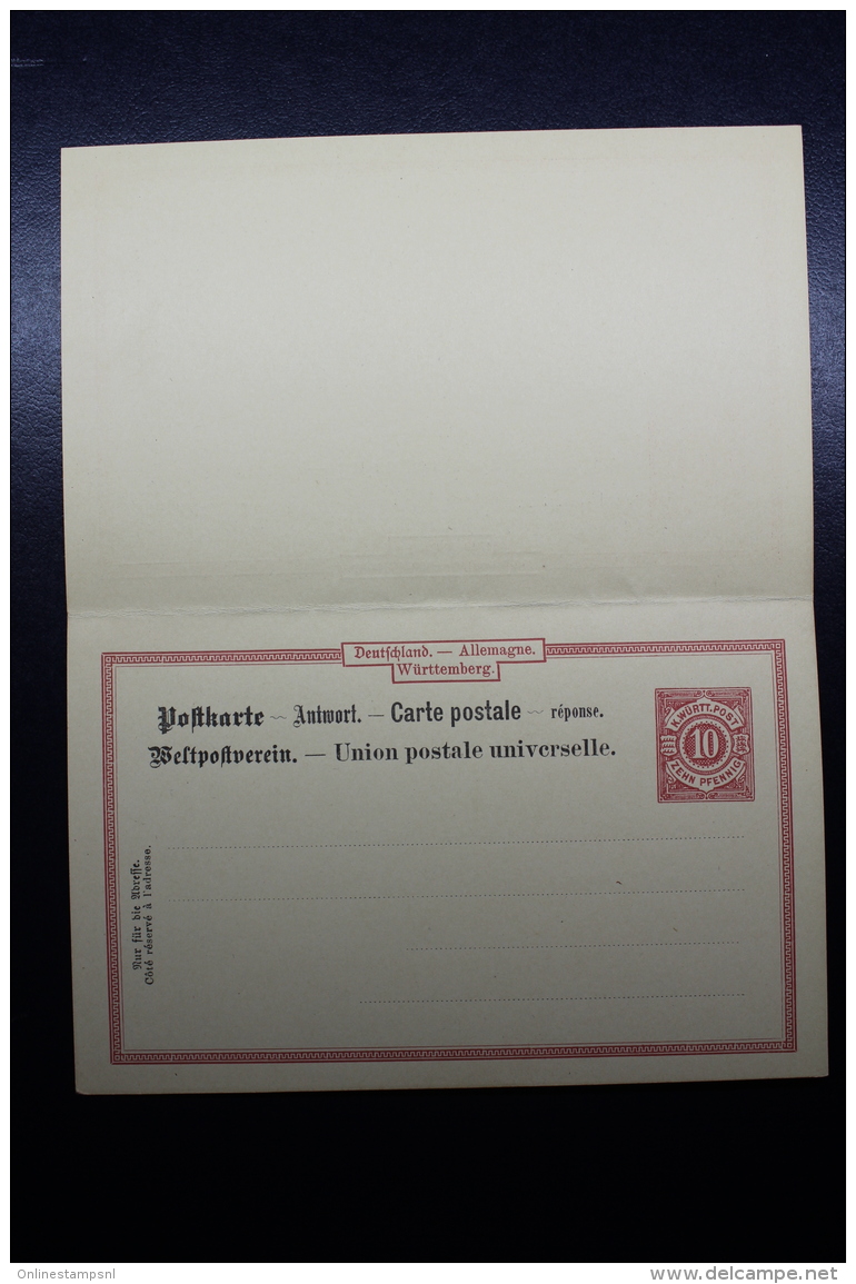 Württemberg  Postkarte  P29I B Druckfëhler  UNIVCRSELLE Aufden Antwortteil - Enteros Postales