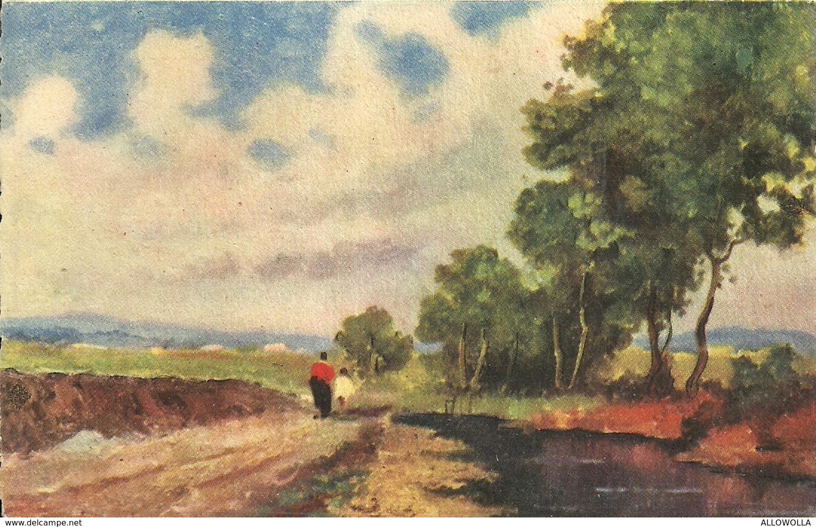 983"MAMMA E FIGLIO A PASSEGGIO NELLA CAMPAGNA " CARTOLINA POSTALE ILLUSTRATA ORIG.  SPED. - Non Classificati