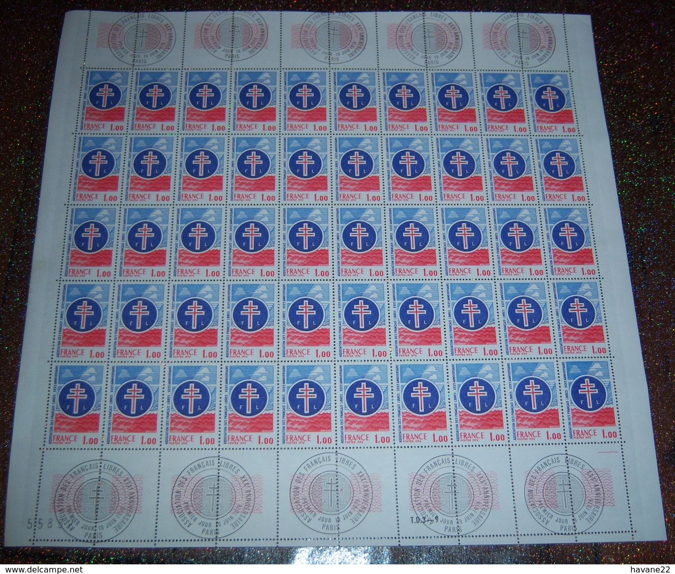 1ER JOUR FEUILLE NEUVE 50 FRANCAIS LIBRES 1885 / 1976 - Feuilles Complètes