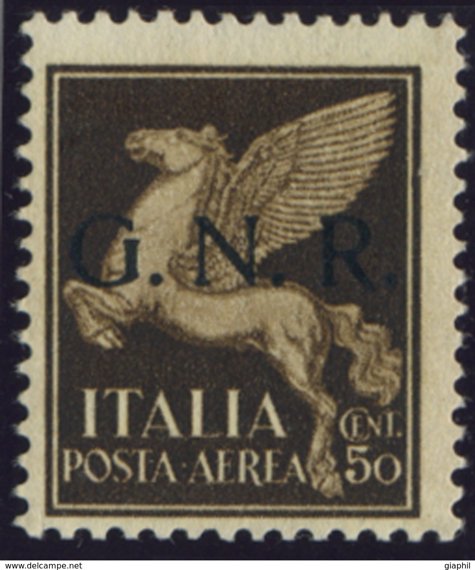 ITALY ITALIA REPUBBLICA SOCIALE 1944 50 C. POSTA AEREA BRESCIA (SASS. 118/I) INTEGRO OFFERTA! - Luchtpost