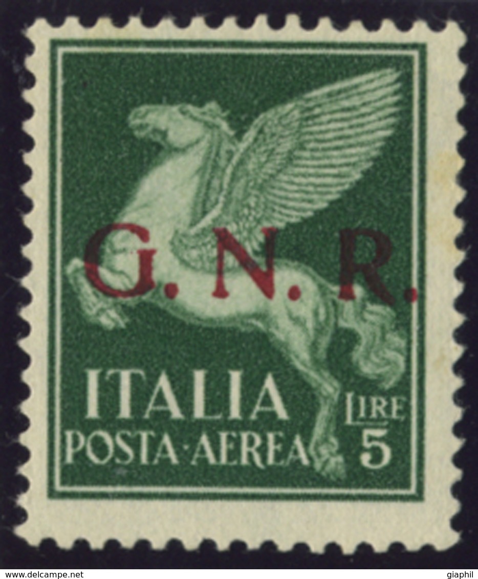 ITALY ITALIA REPUBBLICA SOCIALE 1944 5 L. POSTA AEREA BRESCIA (SASS. 123/I) INTEGRO OFFERTA! - Luchtpost