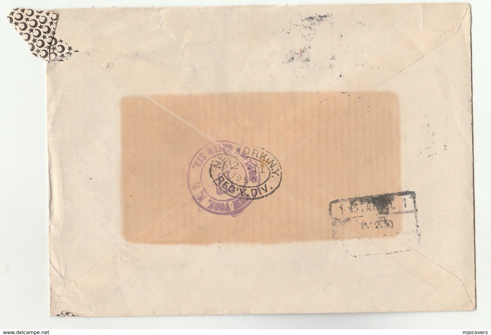 1950 Registered  TURKEY COVER Etibank Ankara HORSE ,  LOZAN BARISI  Stamps To USA Airmail Label Aviation - Covers & Documents