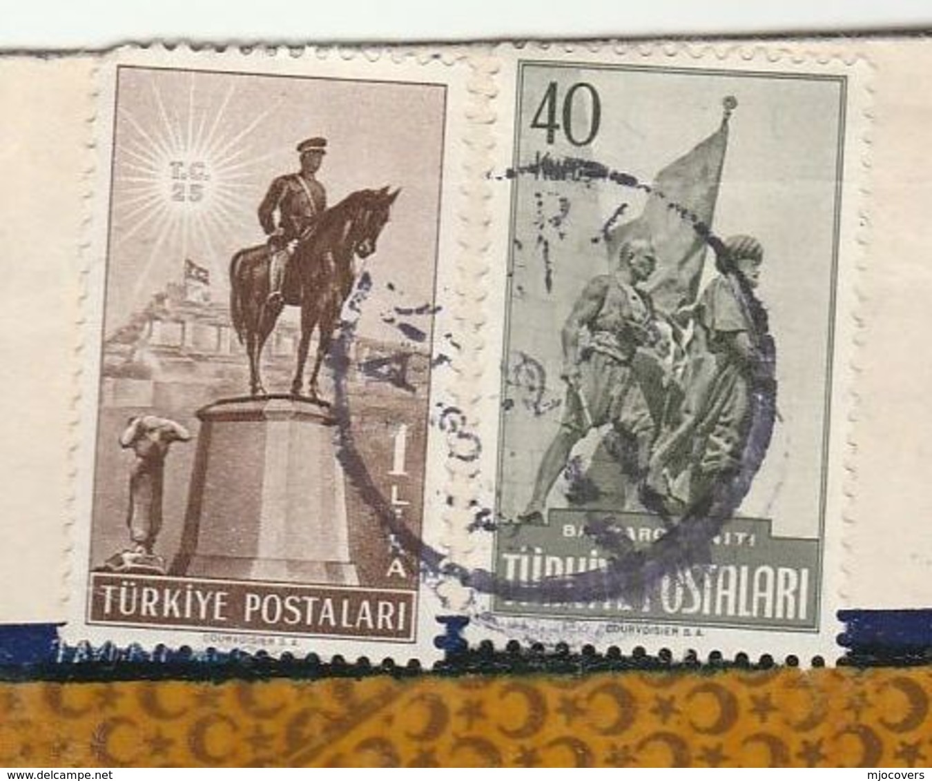 1950 Registered  TURKEY COVER Etibank Ankara HORSE , FLAG  Stamps To USA Airmail Label Aviation - Covers & Documents