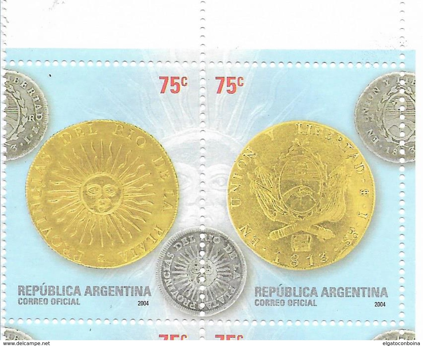 ARGENTINA 2004 NUMISMATIC CONTINUOUS PAIR MINT NH SCOTT 2304 - Unused Stamps